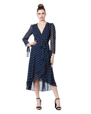 Steve Madden Crazy For Dots Wrap Dress Navy