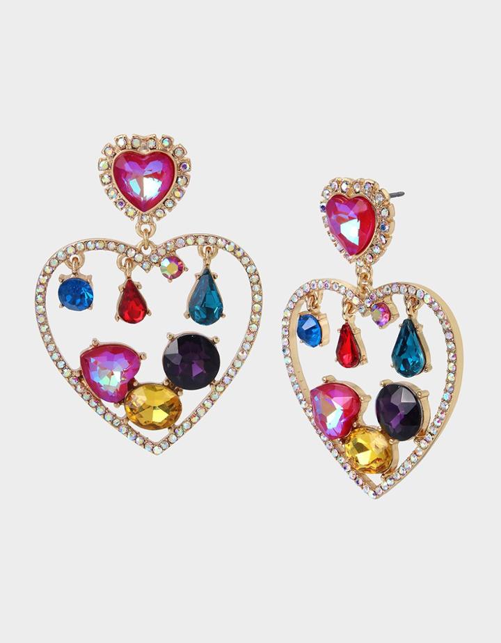 Betseyjohnson Pop Heart Stone Earrings Multi
