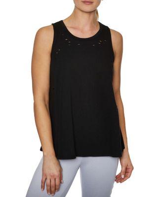 Steve Madden Distressed Lace Up Racerback Tank Black