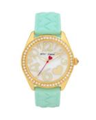 Steve Madden Quilted Heart Silicone Strap Mint Watch Mint