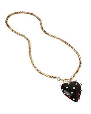 Steve Madden Hearts And Arrows Studded Resin Heart Necklace Multi