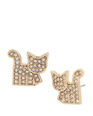 Steve Madden Harlem Shuffle Cat Earrings Crystal