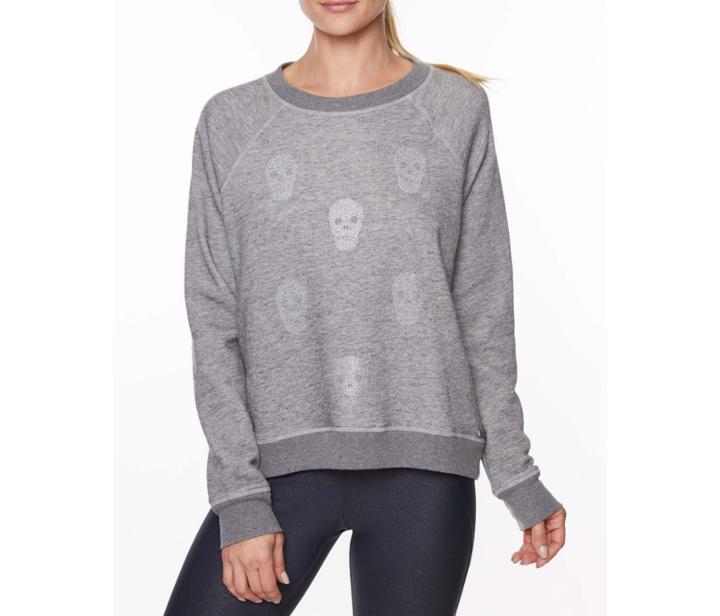 Betseyjohnson Rhinestone Skull Pullover Charcoal