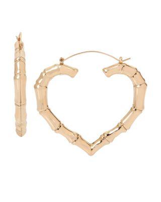 Steve Madden Betsey Blast Rose Gold Bamboo Heart Earrings Rose Gold