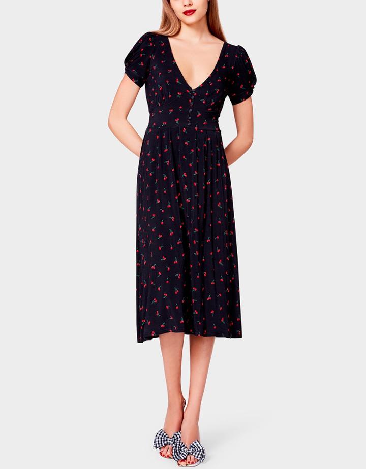 Betseyjohnson Cherry On Top Midi Dress Black Multi