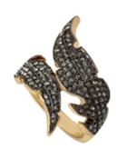 Steve Madden Angels And Wings Feather Ring Crystal