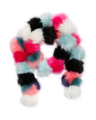 Steve Madden Pommy Dearest Faux Fur Muffler Natural Multi