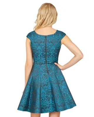 Steve Madden Regal Teal Brocade Dress Teal