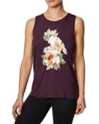 Steve Madden Floral Stay Wild Hi Low Muscle Tank Wine