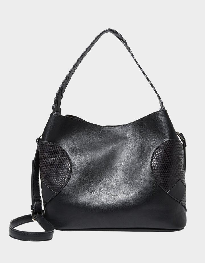 Betseyjohnson Woven Hearts Bucket Hobo Bag Black
