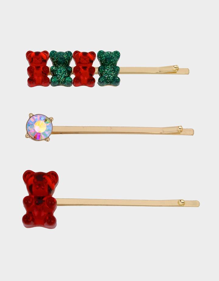 Betseyjohnson Holiday Gummy Bear Hair Pin Set Multi