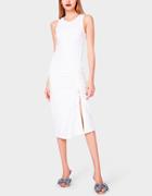 Betseyjohnson Side Ruched Midi Dress White