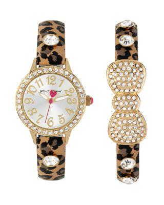 Steve Madden Betseys Holiday Leopard Watch Set Leopard