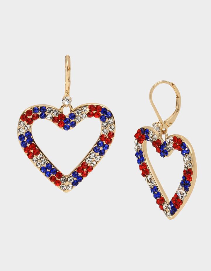 Betseyjohnson Firework Fun Heart Drop Earrings Red-white-blue