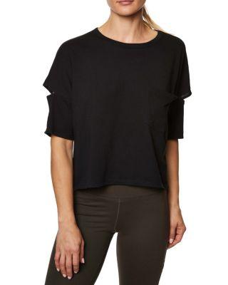 Steve Madden Slit Sleeve Boxy Tee Black