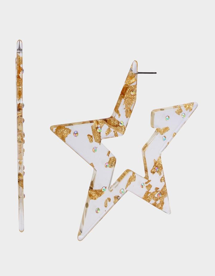 Betseyjohnson Celestial Star Resin Hoops Gold