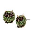 Steve Madden Surreal Forest Green Owl Stud Earrings Green