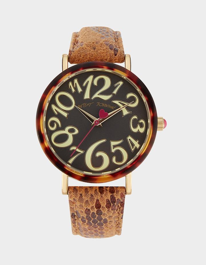 Betseyjohnson Sleek Slithering Watch Tan