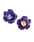 Steve Madden Butterfly Blitz Flower Stud Earrings Purple