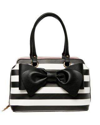 Steve Madden Pop Collar Bow Satchel Black/white