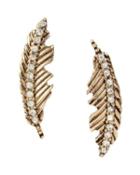 Steve Madden Angels And Wings Feather Stud Earring Crystal