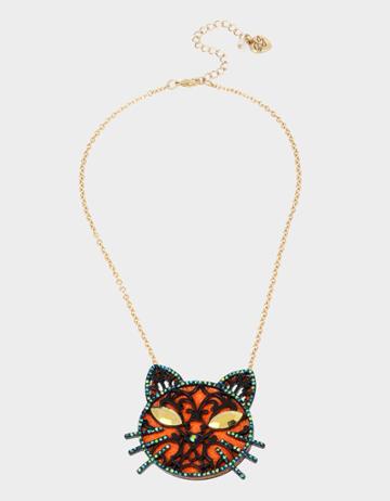 Betseyjohnson Creep It Real Kitty Pendant Orange