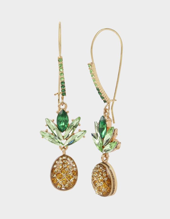 Betseyjohnson Summer Picnic Pineapple Hook Earrings Yellow