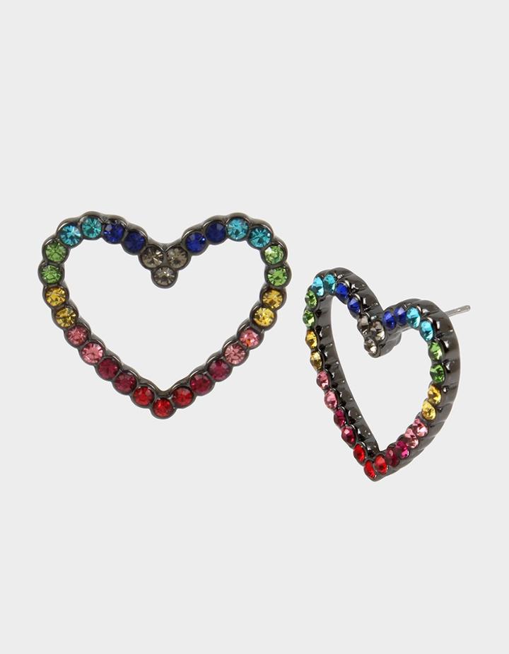 Betseyjohnson Bling Thing Heart Opens Stud Earrings Rainbow Multi