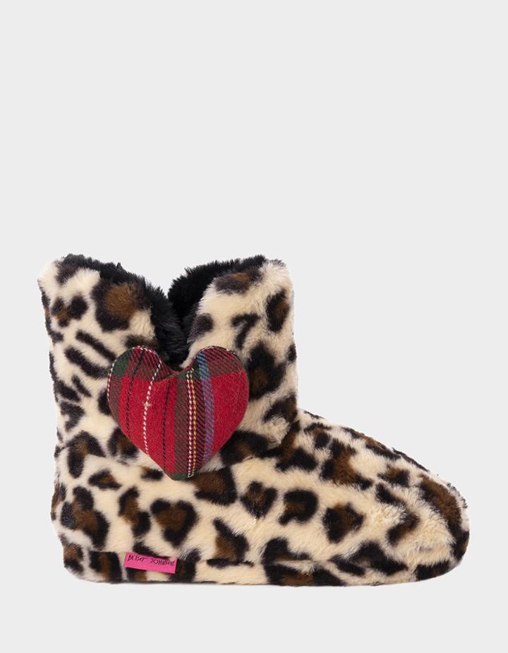 Betseyjohnson Cozy Heart Bootie Leopard
