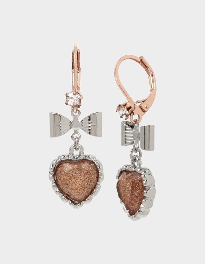 Betseyjohnson Get Your Wings Heart Drop Earrings Blush