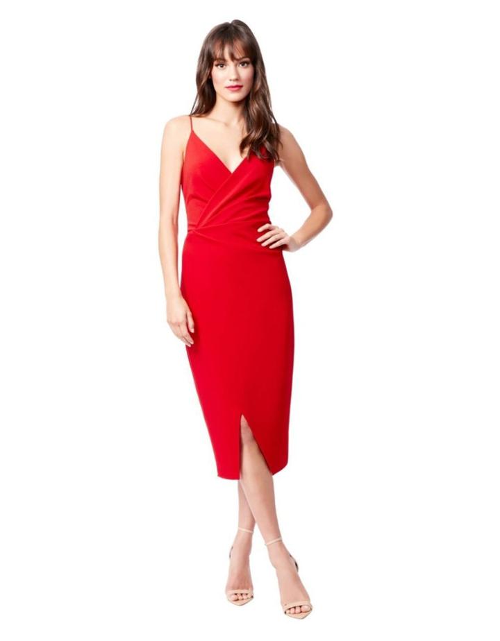 Betseyjohnson Fireworks Faux Wrap Dress Red