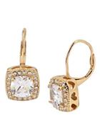 Steve Madden Betsey Blue Square Crystal Drop Gold Earrings Crystal