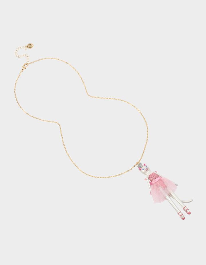 Betseyjohnson Hi Ho Holidays Cat Ballerina Necklace Light Pink