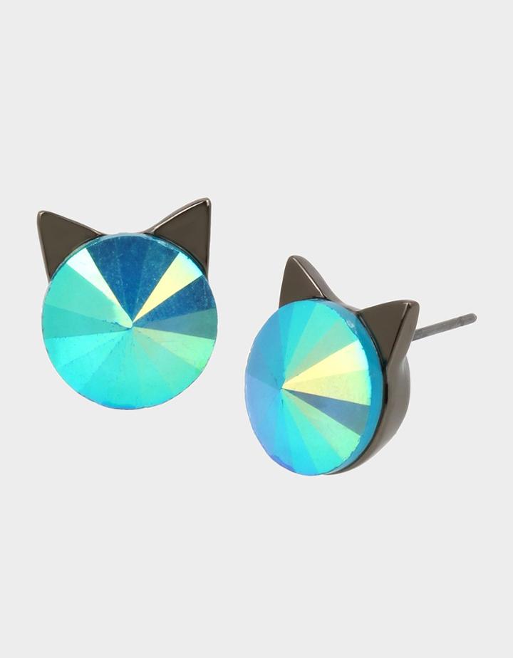 Betseyjohnson Creep It Real Cat Stone Studs Teal