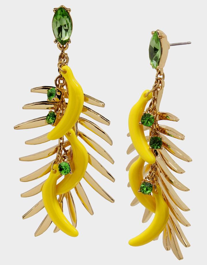 Betseyjohnson Stay Wild Banana Earrings Yellow