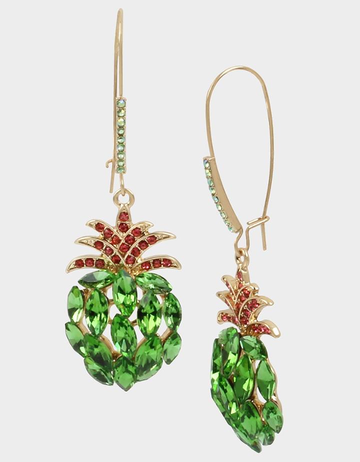 Betseyjohnson Stay Wild Pineapple Hook Earrings Green
