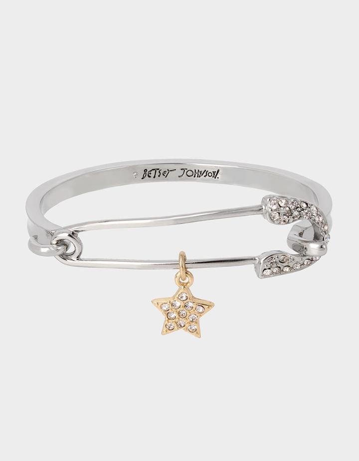Betseyjohnson Celestial Punk Safety Pin Bangle Crystal