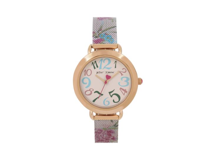 Betseyjohnson Floral Mesh Strap Pink Watch Pink