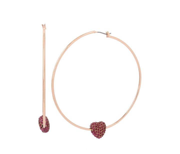 Betseyjohnson Betsey Blast Heart Hoop Earrings Fuchsia