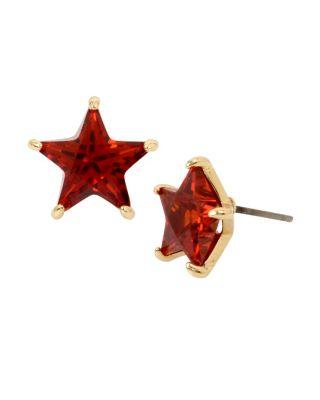Steve Madden Cz Stars Red Star Earrings Red