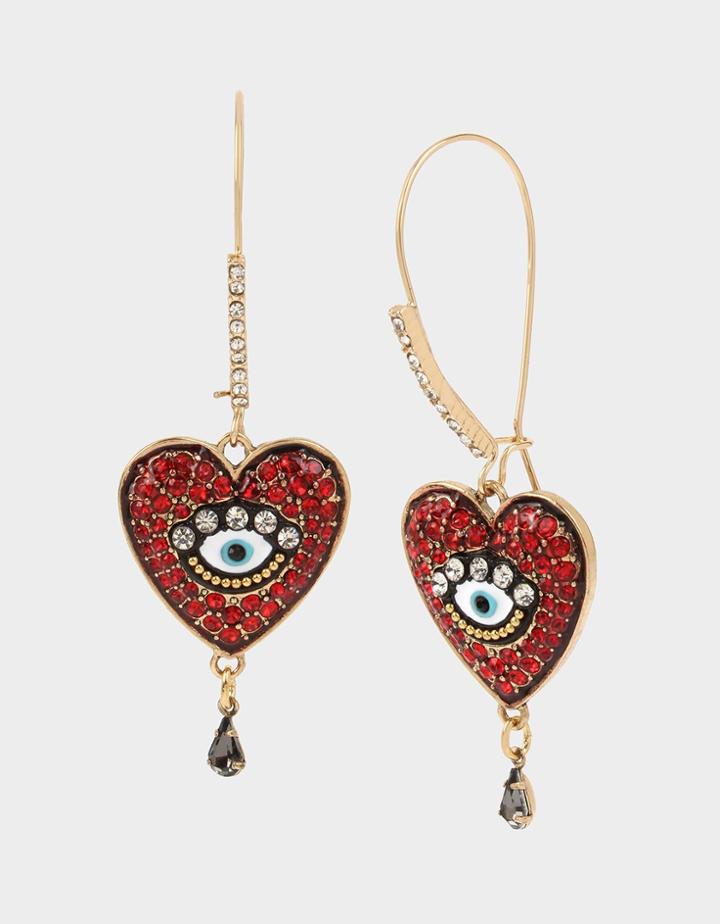 Betseyjohnson Rockin Riches Heart Hook Earrings Red