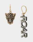 Betseyjohnson True Leopard Roar Mismatch Earrings Crystal