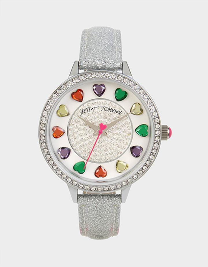 Betseyjohnson Rainbow Heart Crystals Watch Multi