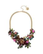 Steve Madden Surreal Forest Floral Statement Necklace Multi