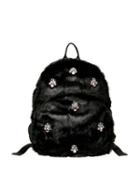 Steve Madden Bejeweled Fur Backpack Black