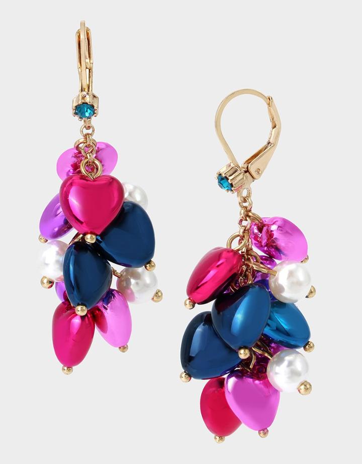 Betseyjohnson Pop Heart Cluster Drop Earrings Multi