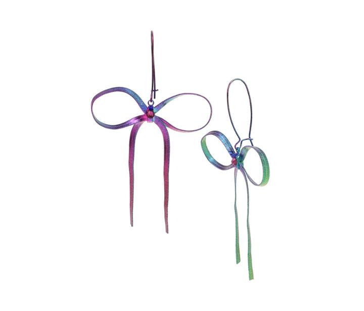 Betseyjohnson Bow Time Oil Slick Earrings Multi