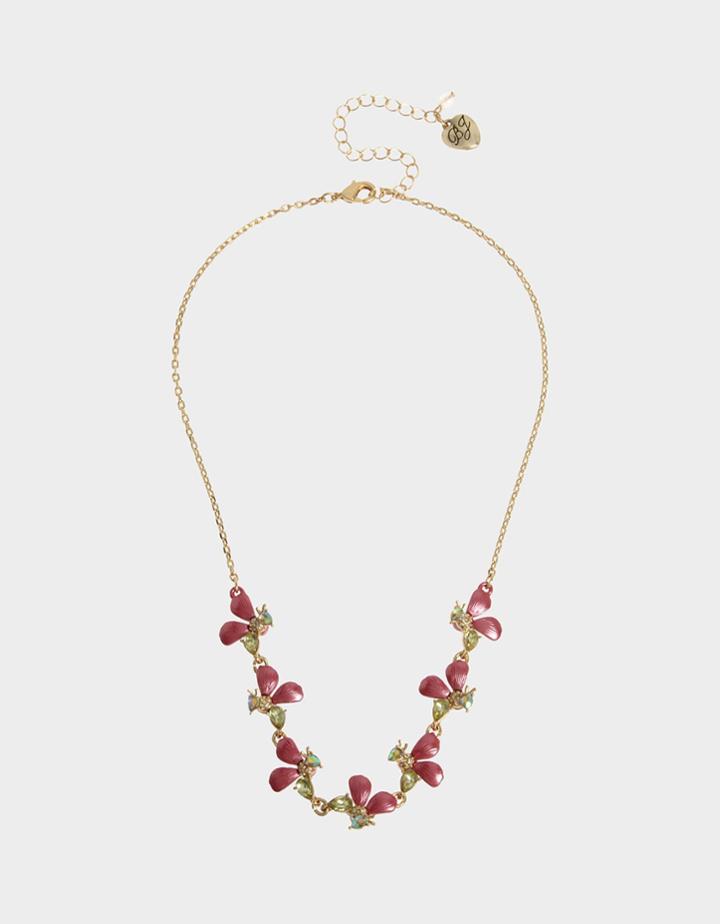 Betseyjohnson Opulent Floral Bee Necklace Pink