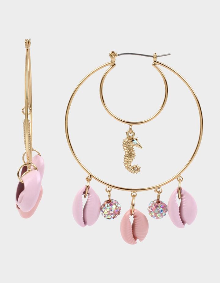 Betseyjohnson Surfmaid Shell Orbital Earrings Pink