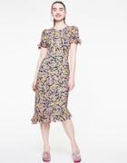 Betseyjohnson Flounce And Floral Tie Sleeve Dress Multi